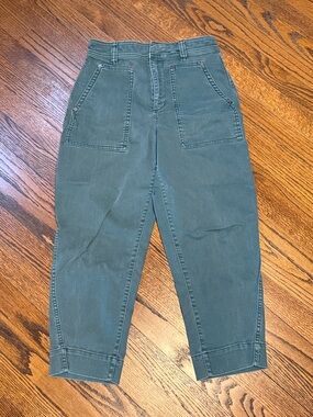 B37 GAP Women’s 2 Petite Teal Green High-Rise Cropped Patch-Pocket Jeans